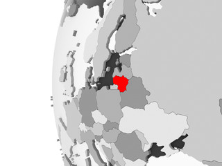 Lithuania on grey globe