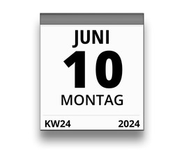 Kalender für Montag, 10. JUNI 2024 (Woche 24)