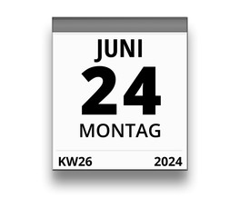 Kalender für Montag, 24. JUNI 2024 (Woche 26)