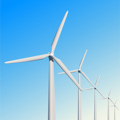 Wind turbine. Renewable energy illustration. Flat design. Vector illustration.