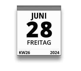 Kalender für Freitag, 28. JUNI 2024 (Woche 26)