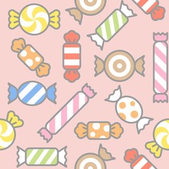 Sweets candy filled outline seamless pattern suitable for wrapping paper gift or wallpaper