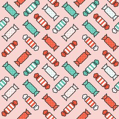 Sweets candy filled outline seamless pattern suitable for wrapping paper gift or wallpaper