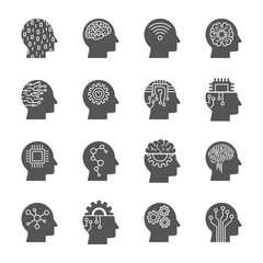 AI Artificial Intelligence icon set