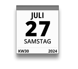 Kalender für Samstag, 27. JULI 2024 (Woche 30)