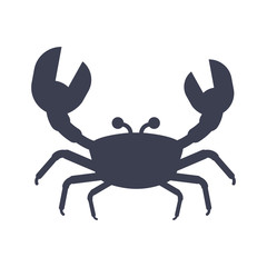 Crab black icon. Inhabitants of the sea depths, sea food. Flat vector cartoon illustration. Objects isolated on a white background.