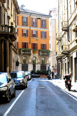 Fototapeta na wymiar Typical street in the center. Milan, Italy