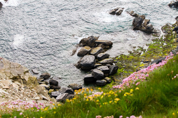 Dramatic landscape of Southern Irish Coastline in late spring