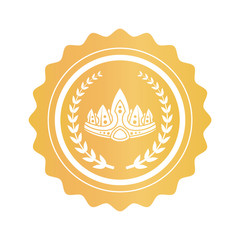 Ancient Crown Between Laurel Branches on Gold Seal