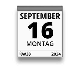 Obraz premium Kalender für Montag, 16. SEPTEMBER 2024 (Woche 38)