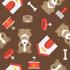 dog, dog's house, collar and brush, seamless pattern