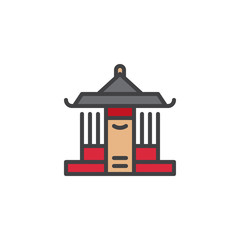 Shinto shrine building filled outline icon, line vector sign, linear colorful pictogram isolated on white. Pagoda symbol, logo illustration. Pixel perfect vector graphics
