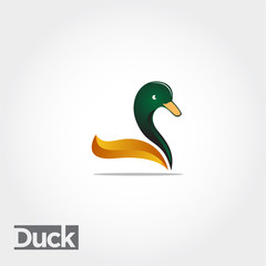 simple colorful elegant duck logo, abstract duck logo