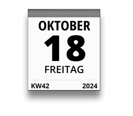 Kalender für Freitag, 18. OKTOBER 2024 (Woche 42)