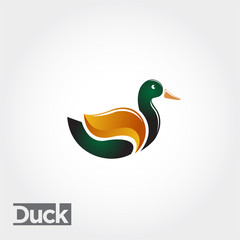 simple colorful elegant duck logo, abstract duck logo