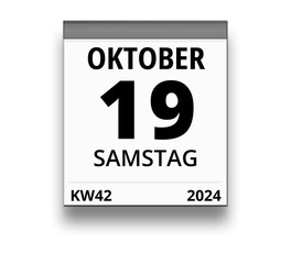 Kalender für Samstag, 19. OKTOBER 2024 (Woche 42)