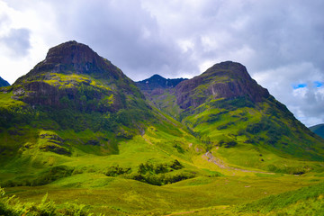 Fototapeta premium Three Sisters (mountains) in Highlands, in Scotland (United Kingdom). Natural and wild picture