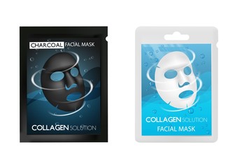 Facial mask package vector realistic mockup set
