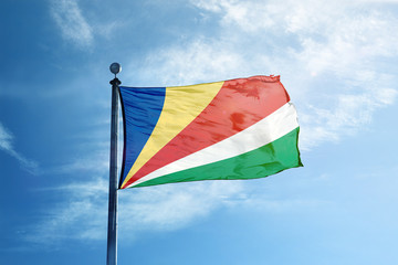 Seychelles flag on the mast