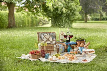 Outdoor summer lifestyle with a gourmet picnic