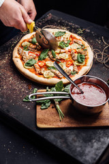 Parmesan cherry pizza and feta