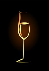 sketch of isolated golden champagne glass