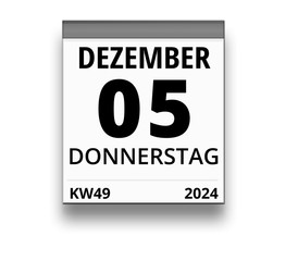 Kalender für Donnerstag, 5. DEZEMBER 2024 (Woche 49)