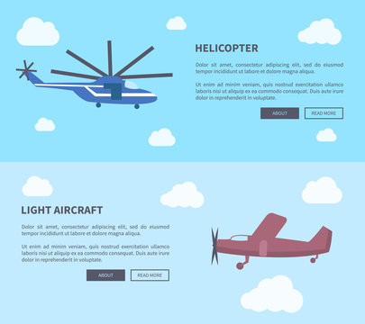 Helicopter and Light Aircraft Set of Banners