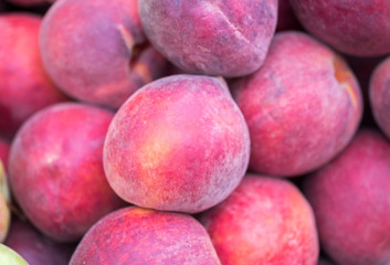 New harvest peaches for sale at city farmers market