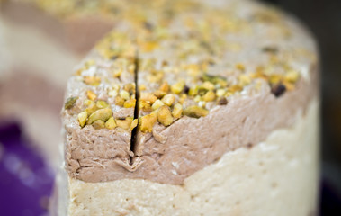 Halva with walnut and pistachio nuts