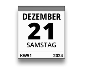 Kalender für Samstag, 21. DEZEMBER 2024 (Woche 51)