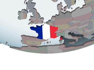 France with flag on globe