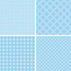 Blue different vector seamless patterns