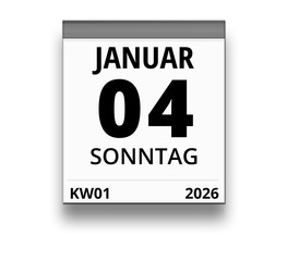 Kalender für Sonntag, 4. JANUAR 2026 (Woche 01)