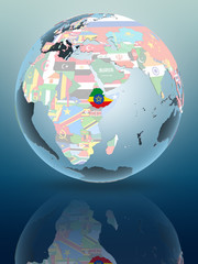 Obraz premium Ethiopia on globe with flags