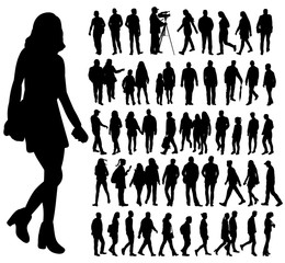  isolated silhouette people, set