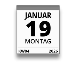 Kalender für Montag, 19. JANUAR 2026 (Woche 04)