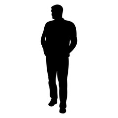 vector, isolated silhouette man is walking