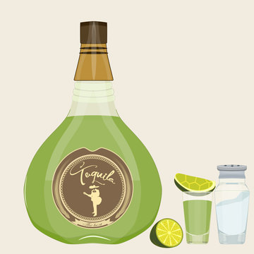 Tequila set vector flat style design illustration