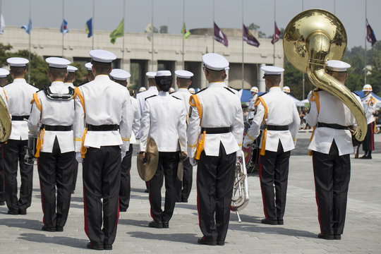 Military band marching at the parade