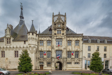 Fototapeta na wymiar The town hall of Saumur, a commune in the Maine-et-Loire department in western France