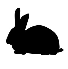 vector, isolated silhouette of a rabbit alone