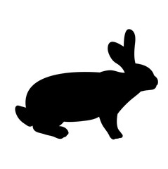 vector, isolated silhouette of a rabbit on a white background