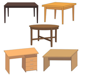 vector, isolated, table, set