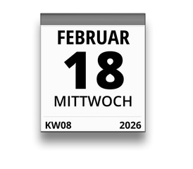 Kalender für Mittwoch, 18. FEBRUAR 2026 (Woche 08)