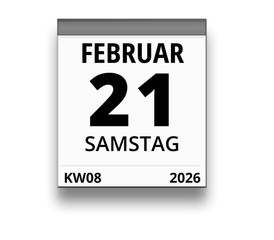 Kalender für Samstag, 21. FEBRUAR 2026 (Woche 08)