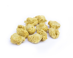 Soy Meat Isolated, Soy Food, Vegetarian Protein, Textured Pieces.