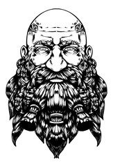 Bearded bald dwarf with a kind look