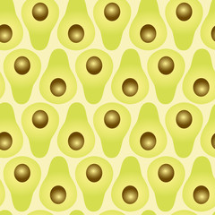 Seamless vector abstract gradient avocado line pattern on blue for textile, fabric, wrapping, craft