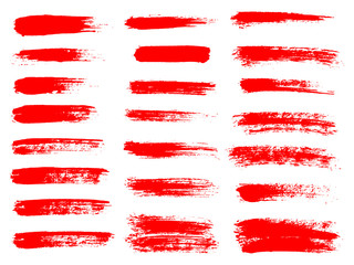 Vector red paint, ink brush stroke, brush, line or texture. Dirt